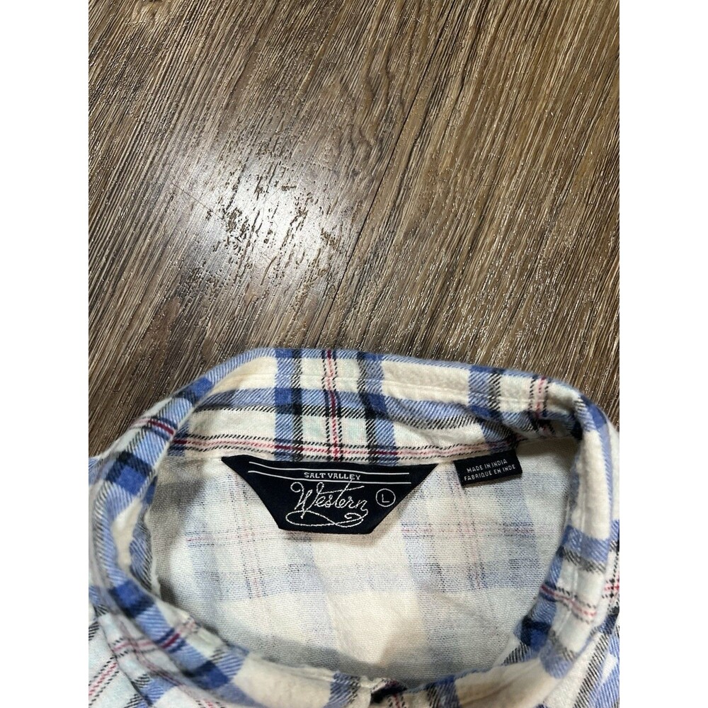 Salt Valley Shirt Mens Large Flannel Plaid Western Snap Front Button Up - Picture 3 of 8